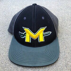 PACIFIC HEADWEAR M Logo Sabres Fitted Hat L/XL Mesh Black Grey Cap